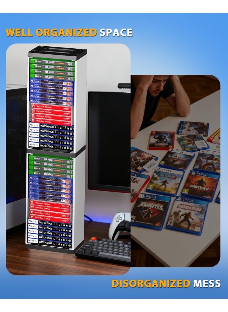 دوبي حامل تخزين ألعاب الفيديو، حامل أقراص ألعاب عالمي لأجهزة PS5/ PS4/ PS3/ Switch/ Xbox Series S & X/Xbox one Game، يتسع لـ 36 قرص ألعاب - Image 4